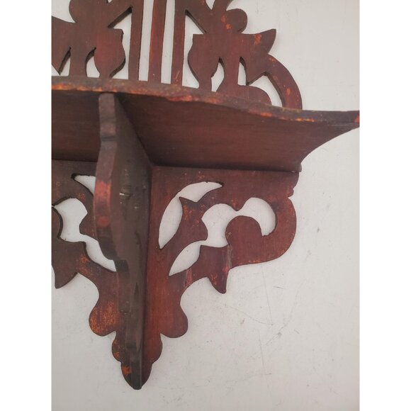 Hand Carved Wood Ornate Wall Shelf,Candlestick,Bohemian Home Decor,Carved Wood - Picture 3 of 10